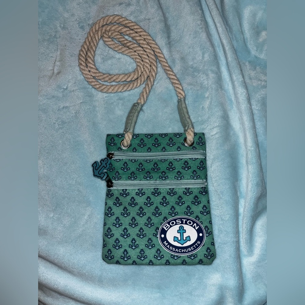 Boston Anchor Crossbody Bag in Teal and Navy